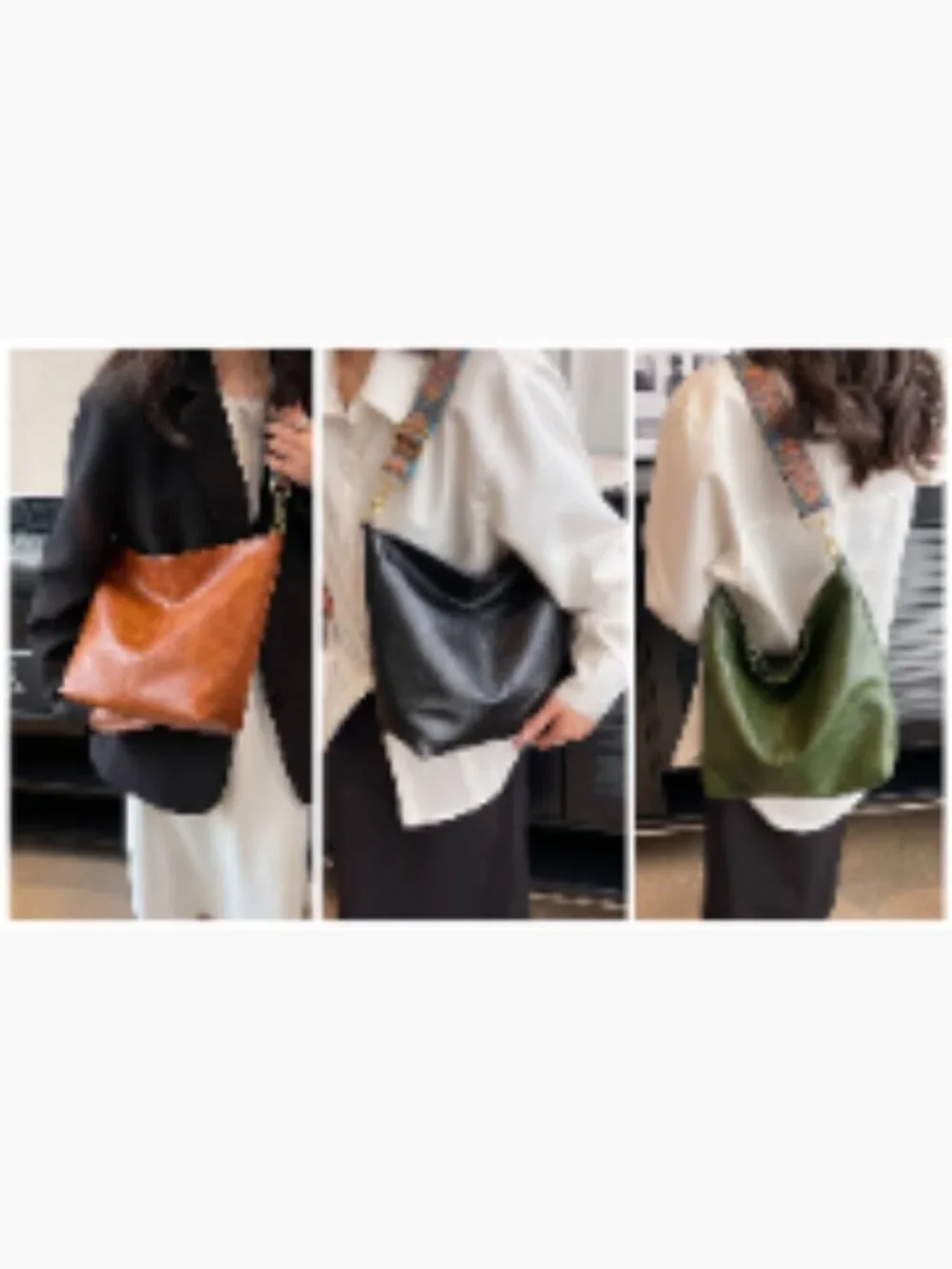 Vegan Leather Crossbody Bag Hobo Shoulder Purse with Zipper Handbag for Women